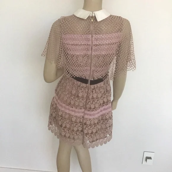 Self Portrait Pink Nude Floral Vine Cape Sleeveless Mini Dress UK 10 US 6 EGL - Picture 3 of 4